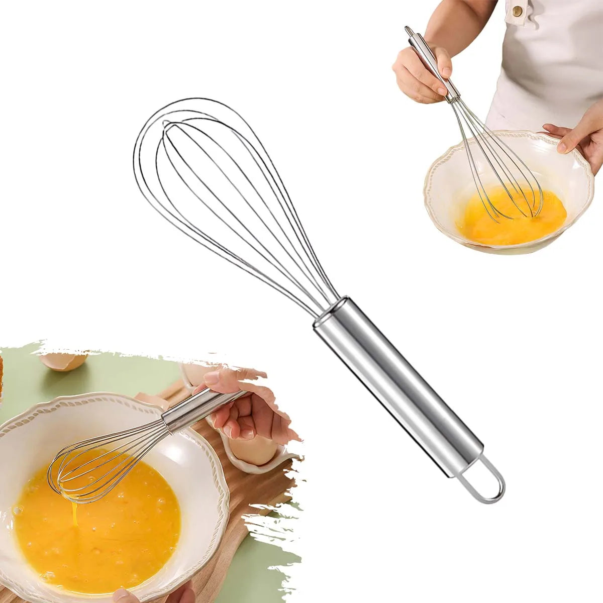 Stainless Steel Egg Beater, Manual Handheld Batter and Cream Mixer, Creative Kitchen Baking Tool, Milk Froth Mixer Head