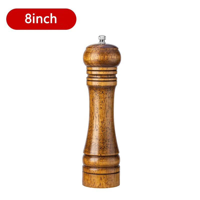 5/8/10 Inch Solid Wood Salt and Pepper Mills Spice Grain Grinder with Adjustable Ceramic Grinding Core Kitchen Tools Mills