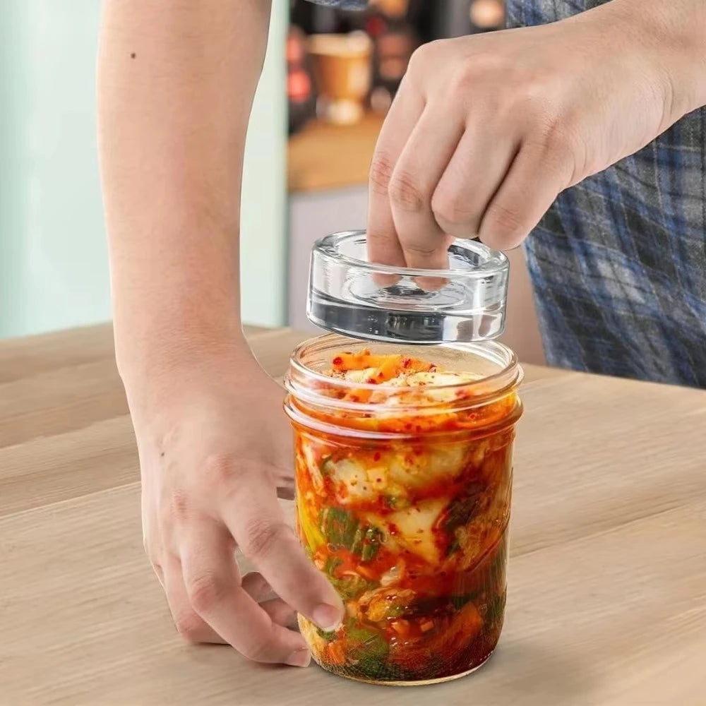 1/2pcs Fermented Glass Weights Wide Mouth Jars Lids Kitchen Gadgets Sealed Storage Container Lids Cheese Fermentation