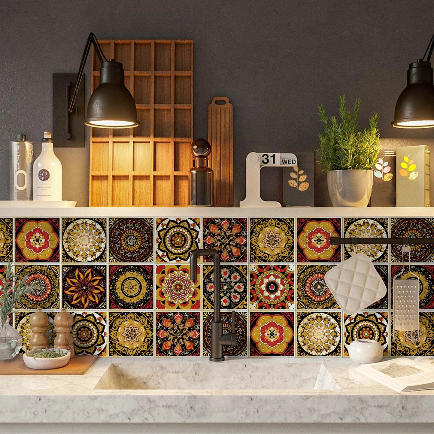 Classic Tile Self-adhesive Wallpaper, Waterproof Thickened PE Foam Wall Sticker for Bedroom, Bathroom, Kitchen, Tile Sticker