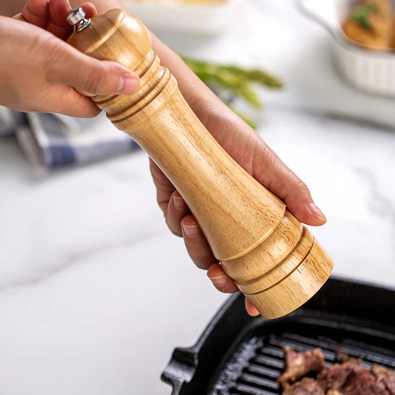 5/8/10 Inch Solid Wood Salt and Pepper Mills Spice Grain Grinder with Adjustable Ceramic Grinding Core Kitchen Tools Mills