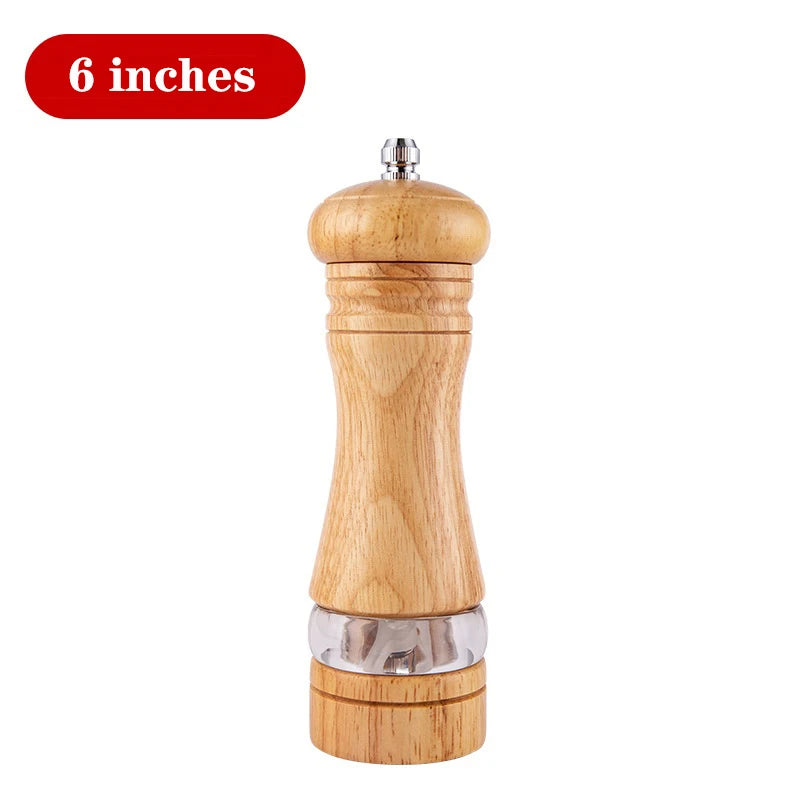 5/8/10 Inch Solid Wood Salt and Pepper Mills Spice Grain Grinder with Adjustable Ceramic Grinding Core Kitchen Tools Mills