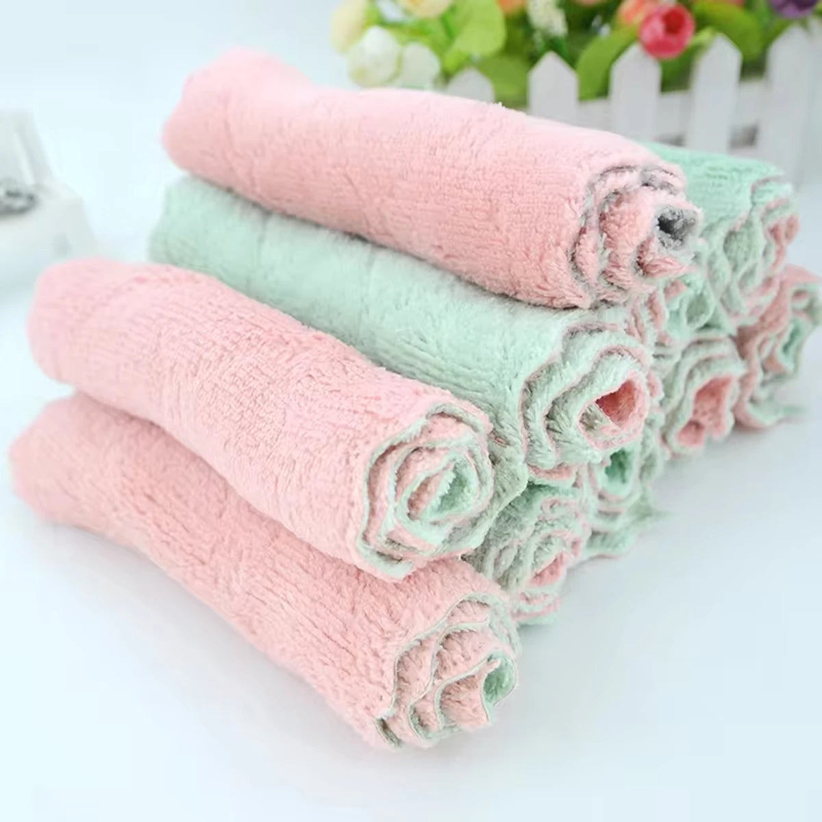 5/10-Pack Pure Cotton Random Color Kitchen Dishwashing Cloths Efficient Tableware Home Cleaning Towels Kitchen Bathroom Home