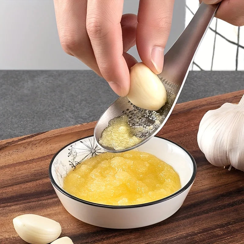 Stainless Steel Garlic Ginger Fruits Root Vegetable Grater Grinder Spoon for Kitchen