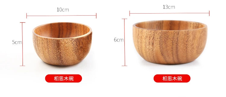 Simple Acacia Wood Bowl Household Salad Mixing Wooden Basin Kneading Solid Wood Bowl Thickened Soaking Bowl Wooden Tableware