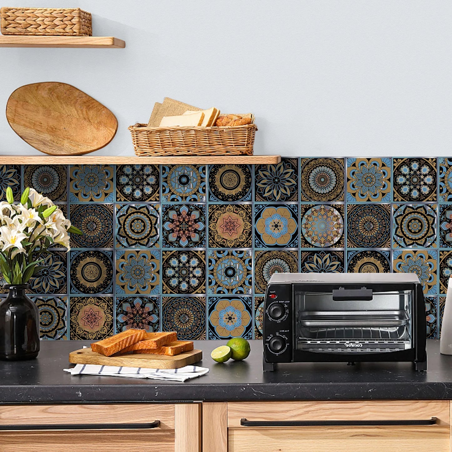 Classic Tile Self-adhesive Wallpaper, Waterproof Thickened PE Foam Wall Sticker for Bedroom, Bathroom, Kitchen, Tile Sticker