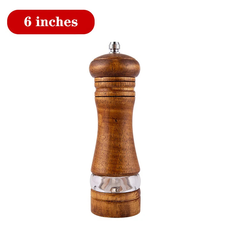 5/8/10 Inch Solid Wood Salt and Pepper Mills Spice Grain Grinder with Adjustable Ceramic Grinding Core Kitchen Tools Mills