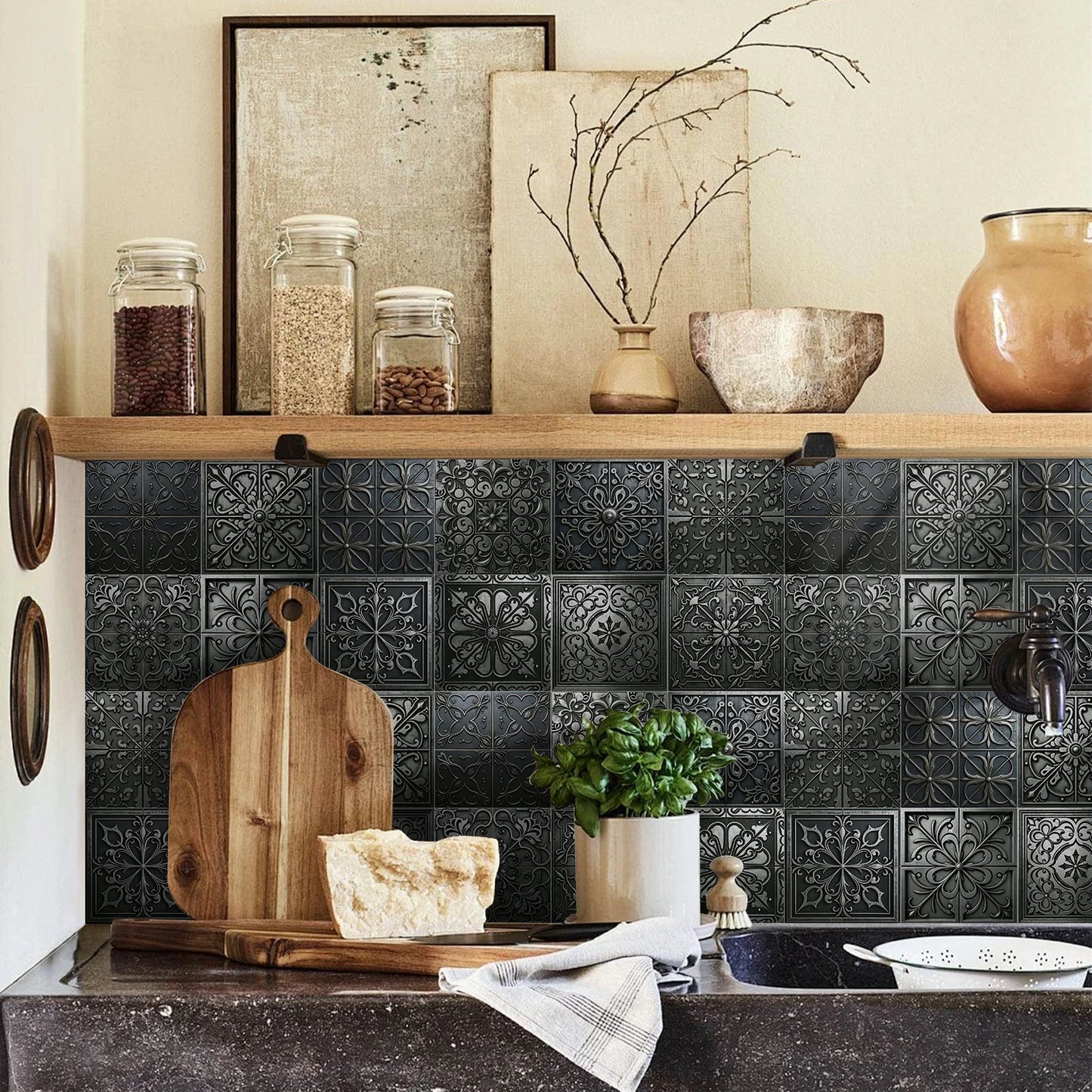 Classic Tile Self-adhesive Wallpaper, Waterproof Thickened PE Foam Wall Sticker for Bedroom, Bathroom, Kitchen, Tile Sticker