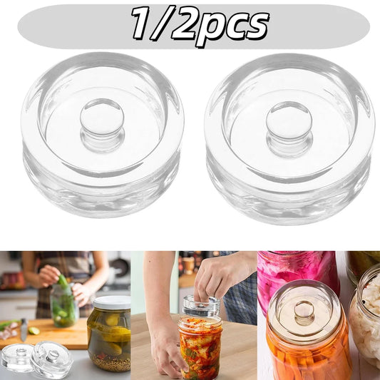 1/2pcs Fermented Glass Weights Wide Mouth Jars Lids Kitchen Gadgets Sealed Storage Container Lids Cheese Fermentation
