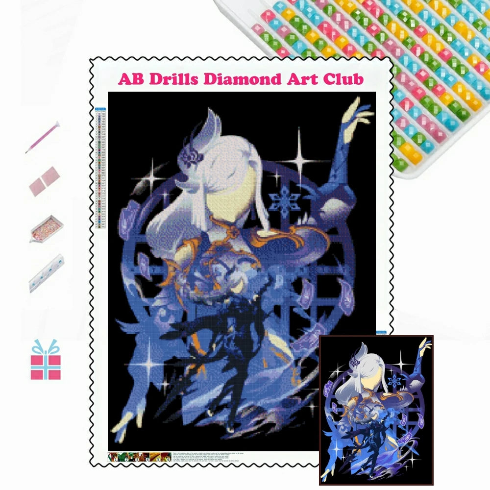 Genshin Impact 5D DIY AB Diamond Painting Anime Game Girl Xiao And Zhongli Cross Stitch Rhinestones Mosaic Embroidery Home Decor