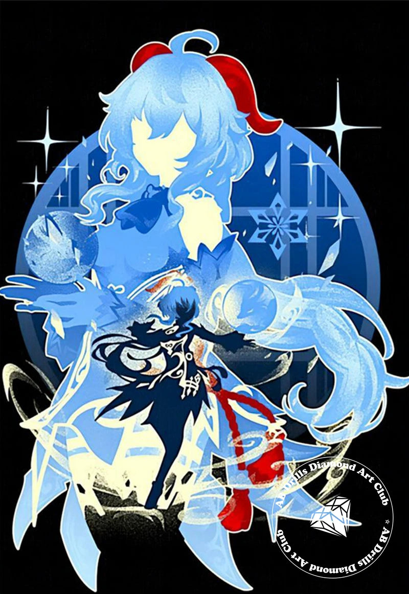 Genshin Impact 5D DIY AB Diamond Painting Anime Game Girl Xiao And Zhongli Cross Stitch Rhinestones Mosaic Embroidery Home Decor