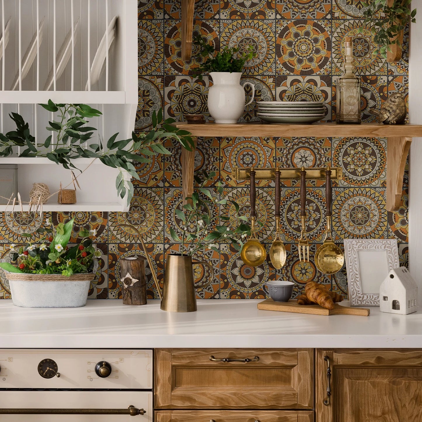 Classic Tile Self-adhesive Wallpaper, Waterproof Thickened PE Foam Wall Sticker for Bedroom, Bathroom, Kitchen, Tile Sticker