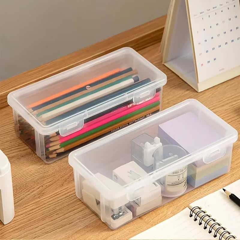 1/5pcs Transparent Plastic Storage Box To Store Small Items Toys Ornaments Jewelry Stickers Cards Organizer With Buckle DIYstuff