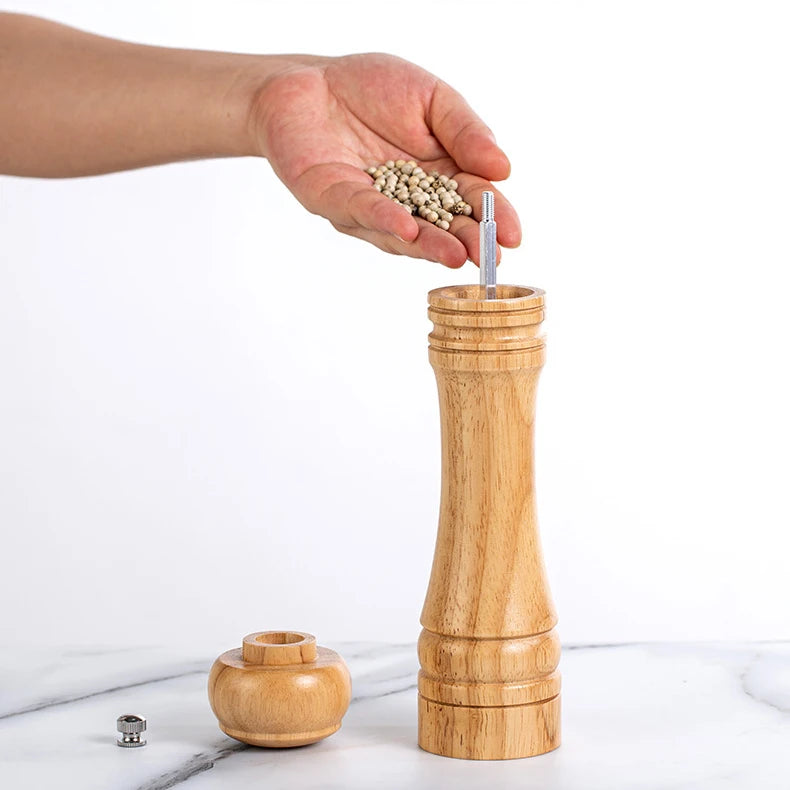 5/8/10 Inch Solid Wood Salt and Pepper Mills Spice Grain Grinder with Adjustable Ceramic Grinding Core Kitchen Tools Mills