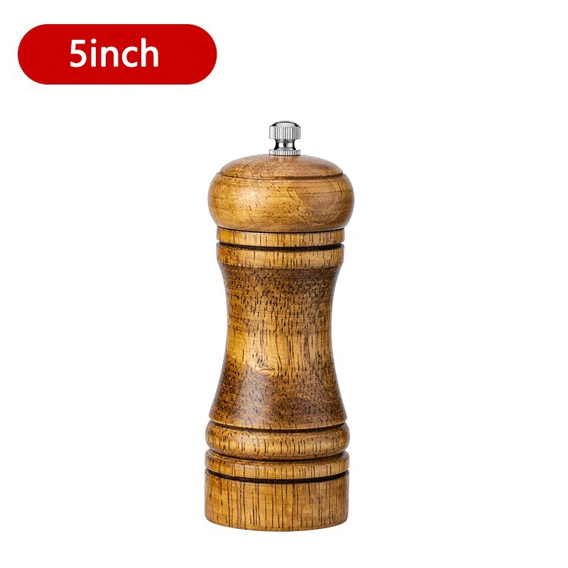 5/8/10 Inch Solid Wood Salt and Pepper Mills Spice Grain Grinder with Adjustable Ceramic Grinding Core Kitchen Tools Mills