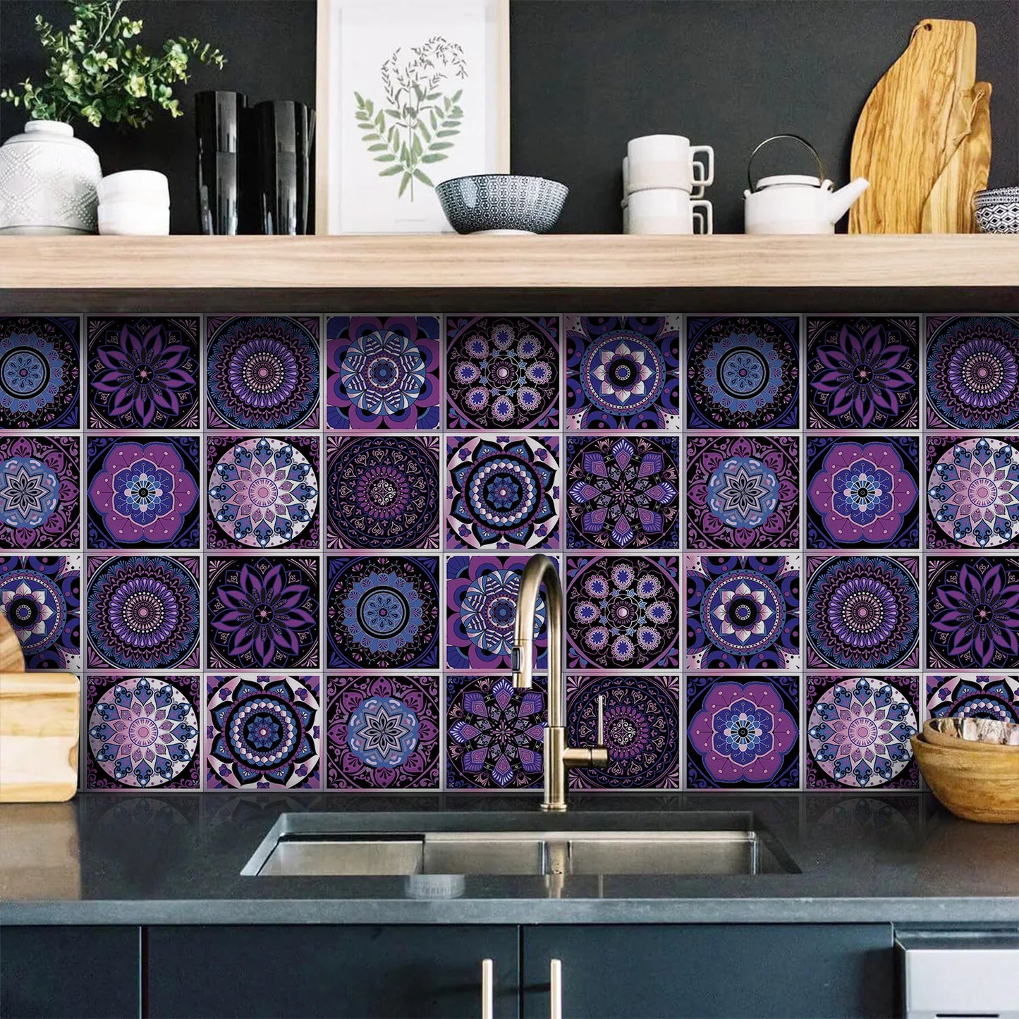 Classic Tile Self-adhesive Wallpaper, Waterproof Thickened PE Foam Wall Sticker for Bedroom, Bathroom, Kitchen, Tile Sticker