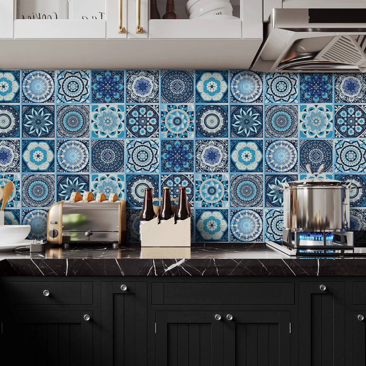 Classic Tile Self-adhesive Wallpaper, Waterproof Thickened PE Foam Wall Sticker for Bedroom, Bathroom, Kitchen, Tile Sticker