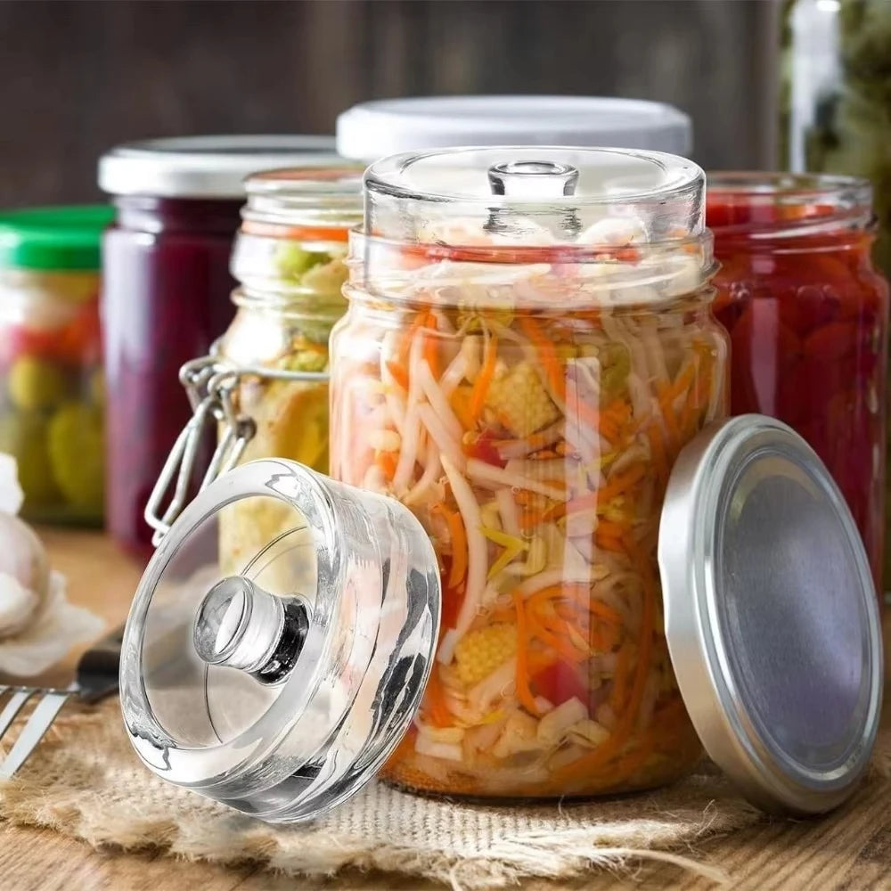 1/2pcs Fermented Glass Weights Wide Mouth Jars Lids Kitchen Gadgets Sealed Storage Container Lids Cheese Fermentation
