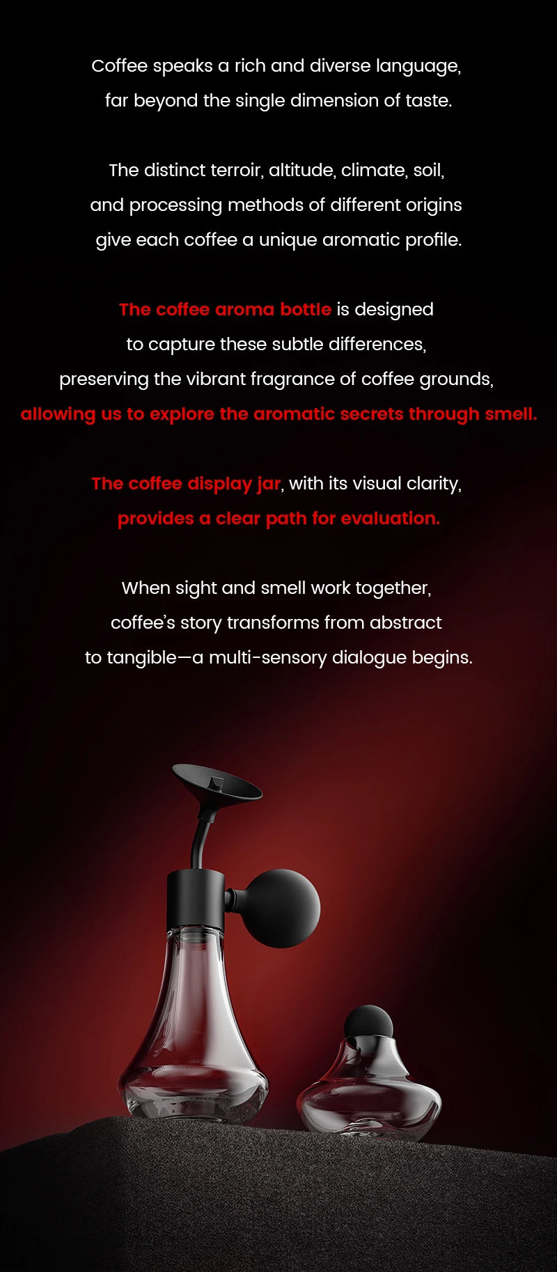 MHW-3BOMBER Coffee Aroma Bottle & Display Jar Coffee Bean Container Sample Storage Jar Coffee Scent Display For Barista Tasting