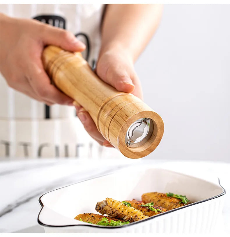 5/8/10 Inch Solid Wood Salt and Pepper Mills Spice Grain Grinder with Adjustable Ceramic Grinding Core Kitchen Tools Mills