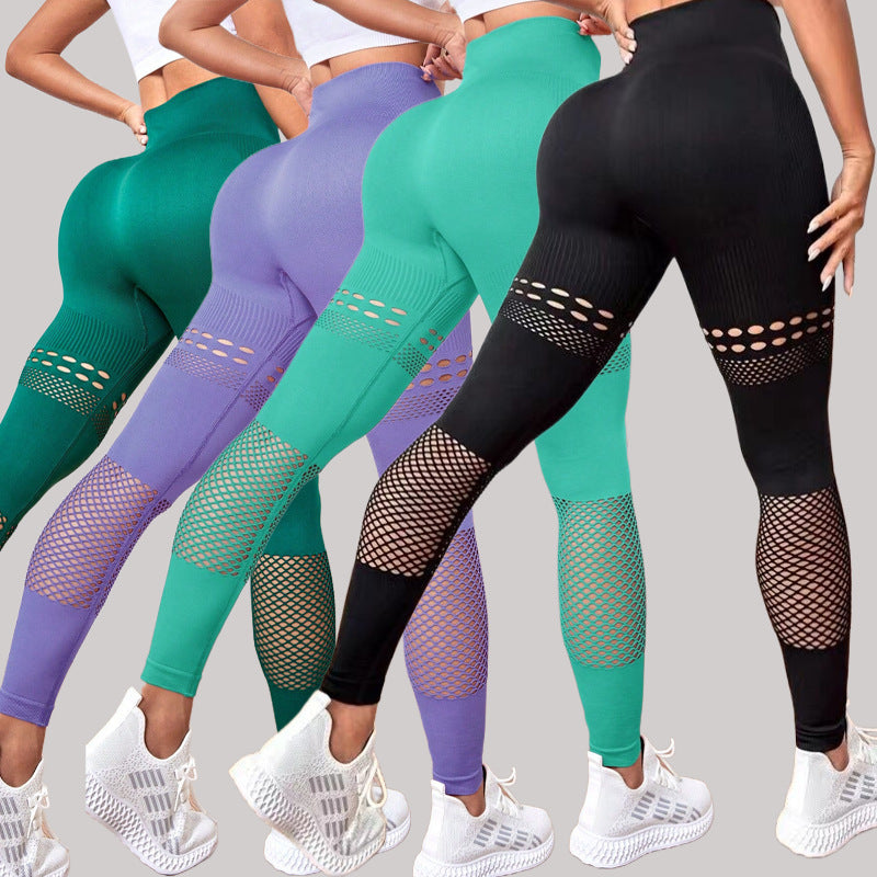 Pantaloni Yoga Senza Cuciture con Dettagli Vuoti per Allenamento Fitness
