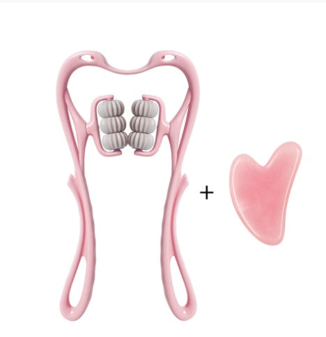 Massaggiatore manuale multifunzione per il collo a sei ruote con rulli massaggianti e per alleviare la tensione