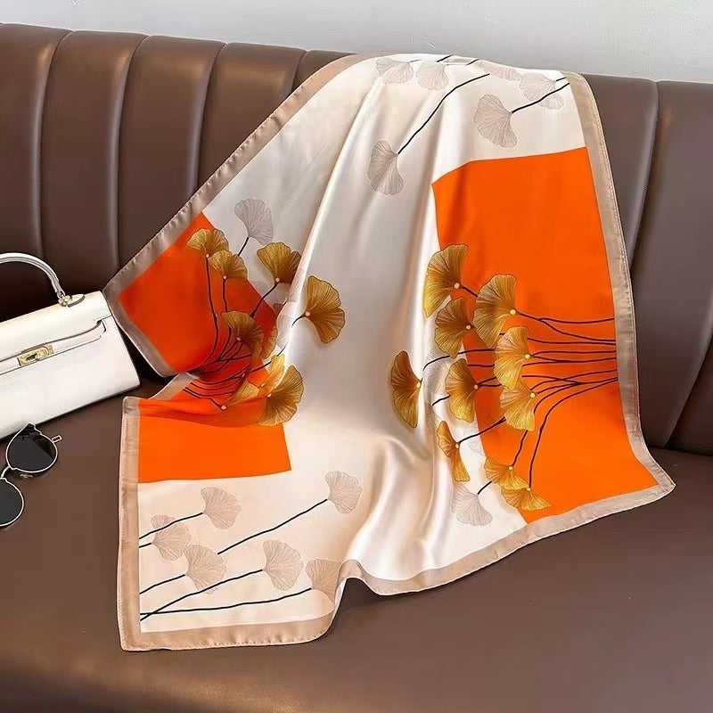 Womens Lightweight Spring Summer Silk Scarf Sun-protective Neck Gaiter And Hair Tie