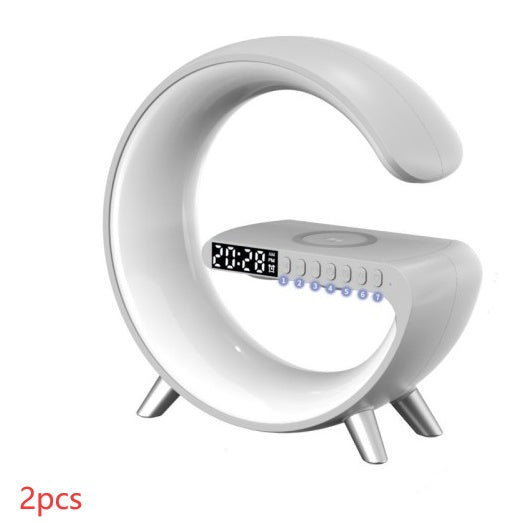 Nuova Lampada Intelligente a LED a forma di G con Altoparlante Bluetooth, Caricatore Wireless, Lampada d'Atmosfera, Controllo tramite App per Camera da Letto e Arredamento Casa