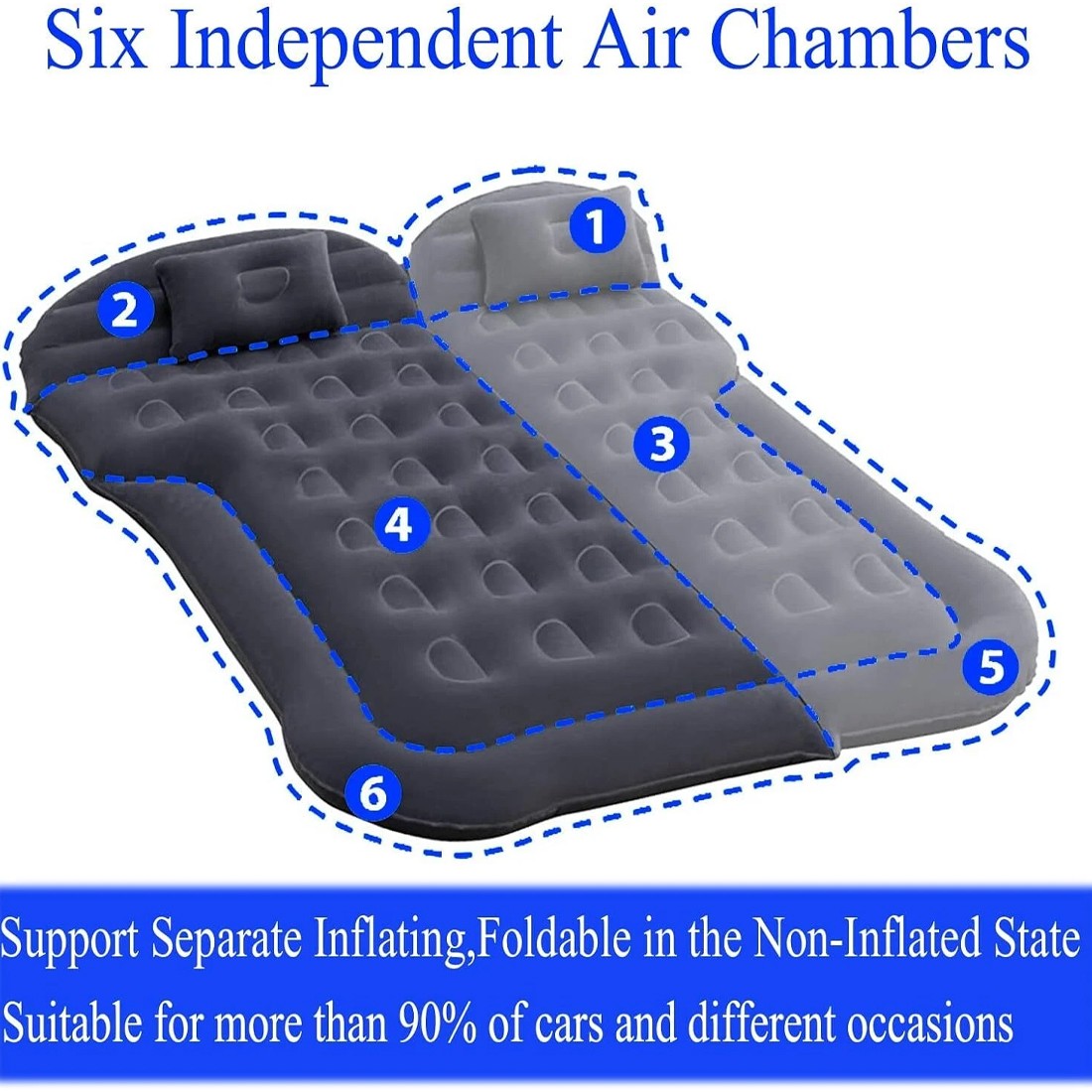 Car SUV Air Bed Sleep Travel Inflatable Mattress Seat Cushion Mat Camping WPump