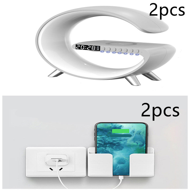 Nuova Lampada Intelligente a LED a forma di G con Altoparlante Bluetooth, Caricatore Wireless, Lampada d'Atmosfera, Controllo tramite App per Camera da Letto e Arredamento Casa