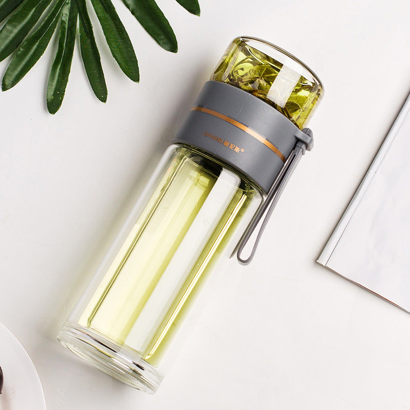 Borracce in Vetro con Filtro Infusore per Tè, Separazione Tè, Doppia Parete, Bottiglia d'Acqua a Prova di Perdite