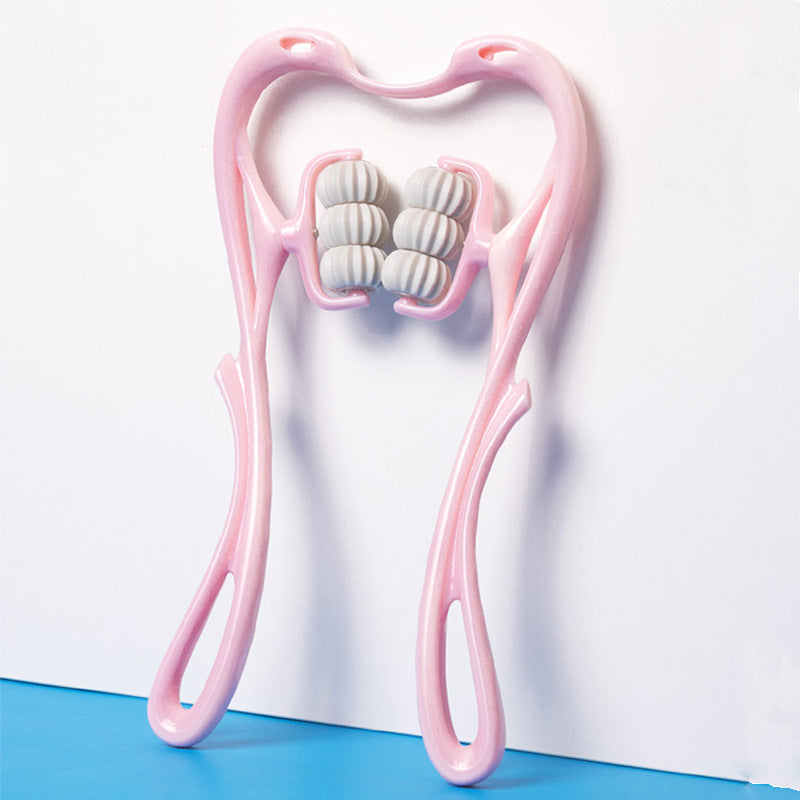 Massaggiatore manuale multifunzione per il collo a sei ruote con rulli massaggianti e per alleviare la tensione